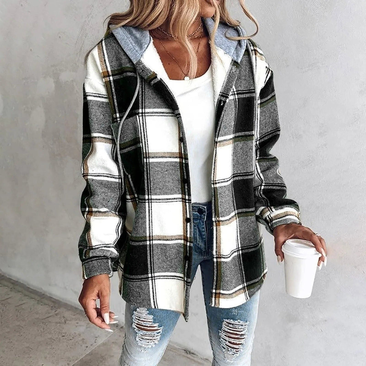 Women's Oversized Plaid Knit Cardigan for Layering