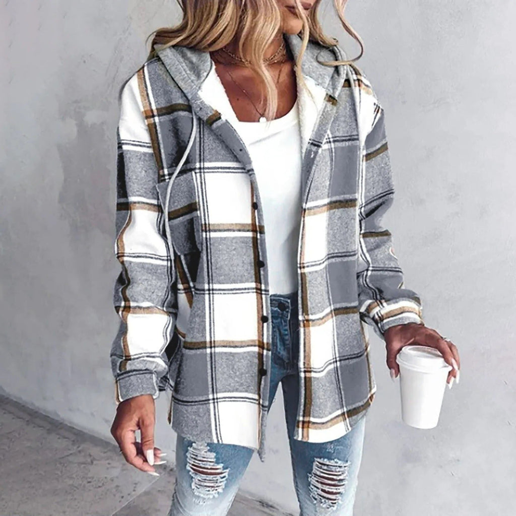 Women's Oversized Plaid Knit Cardigan for Layering