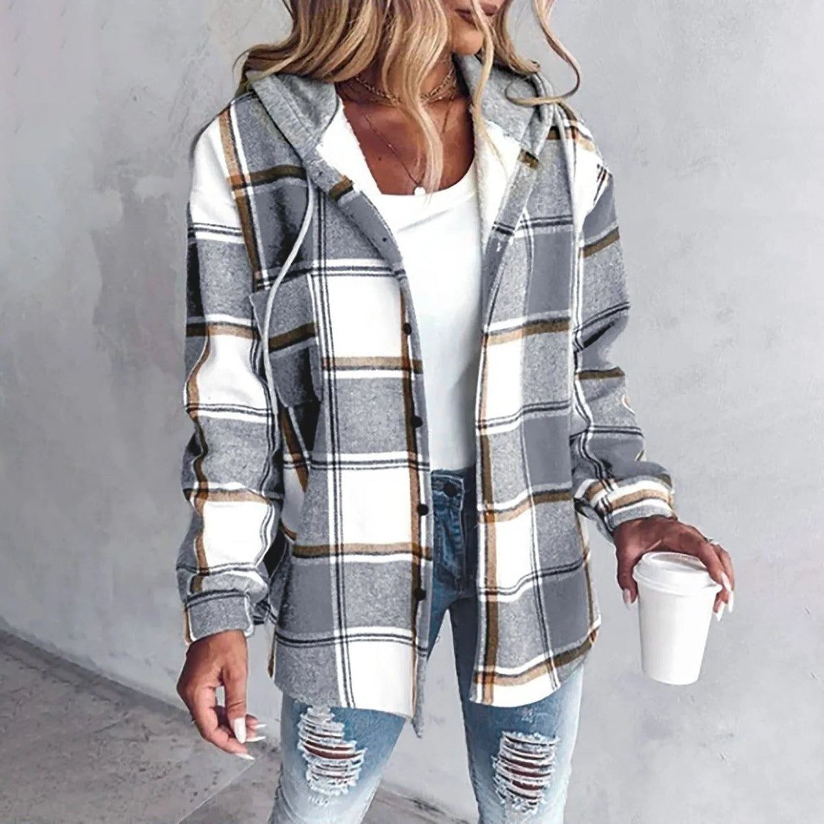 Women's Oversized Plaid Knit Cardigan for Layering