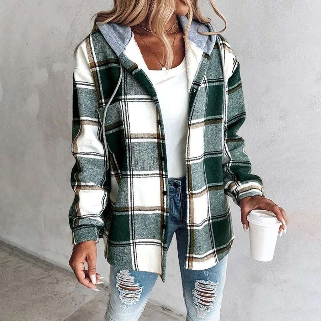 Women's Oversized Plaid Knit Cardigan for Layering