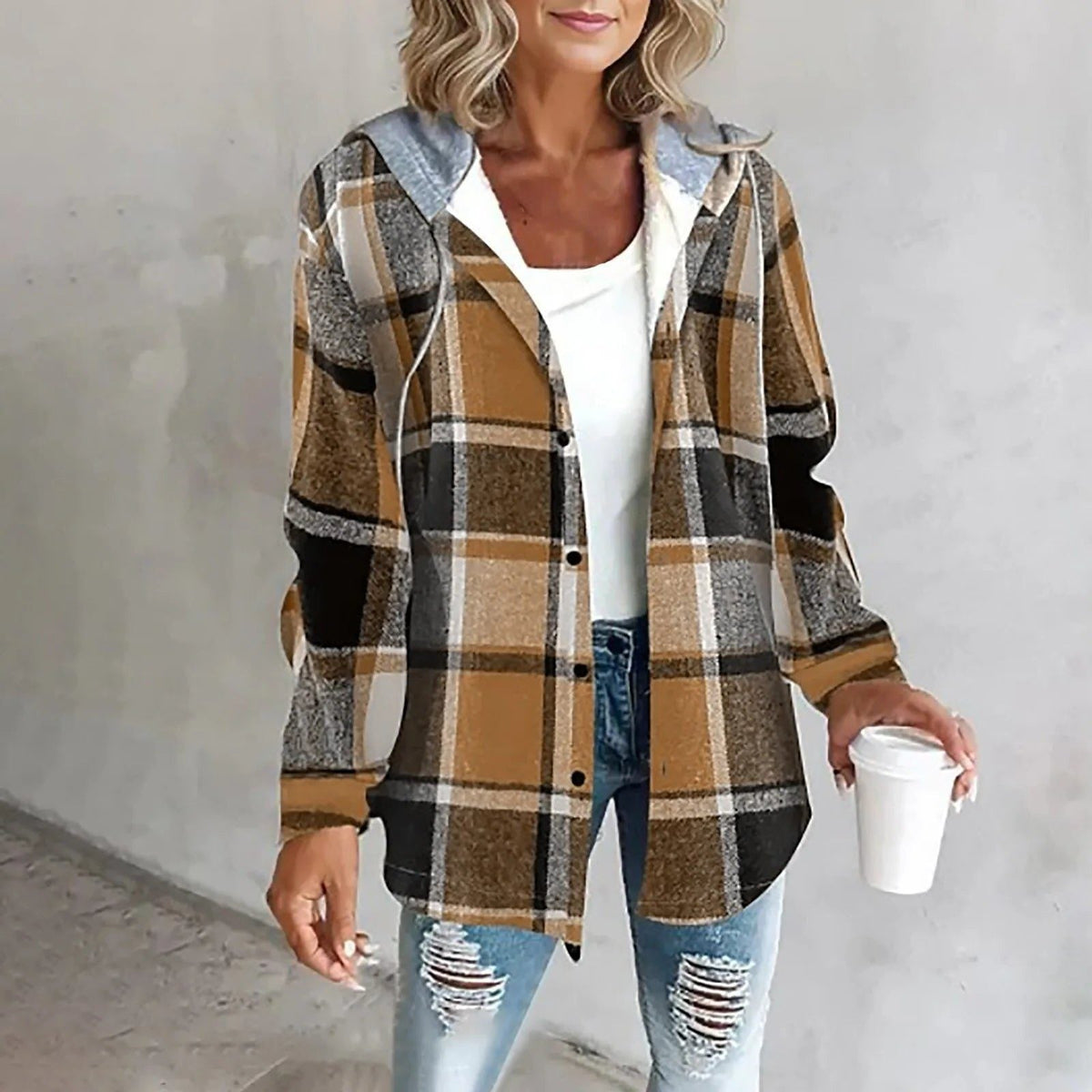Women's Oversized Plaid Knit Cardigan for Layering