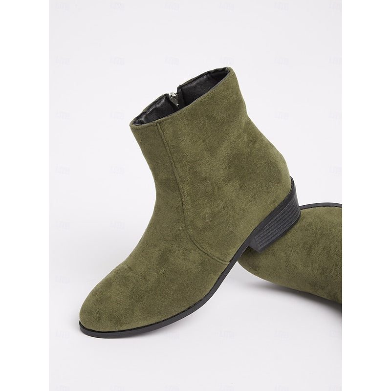Women's Low Heel Side Zip Tailored Booties