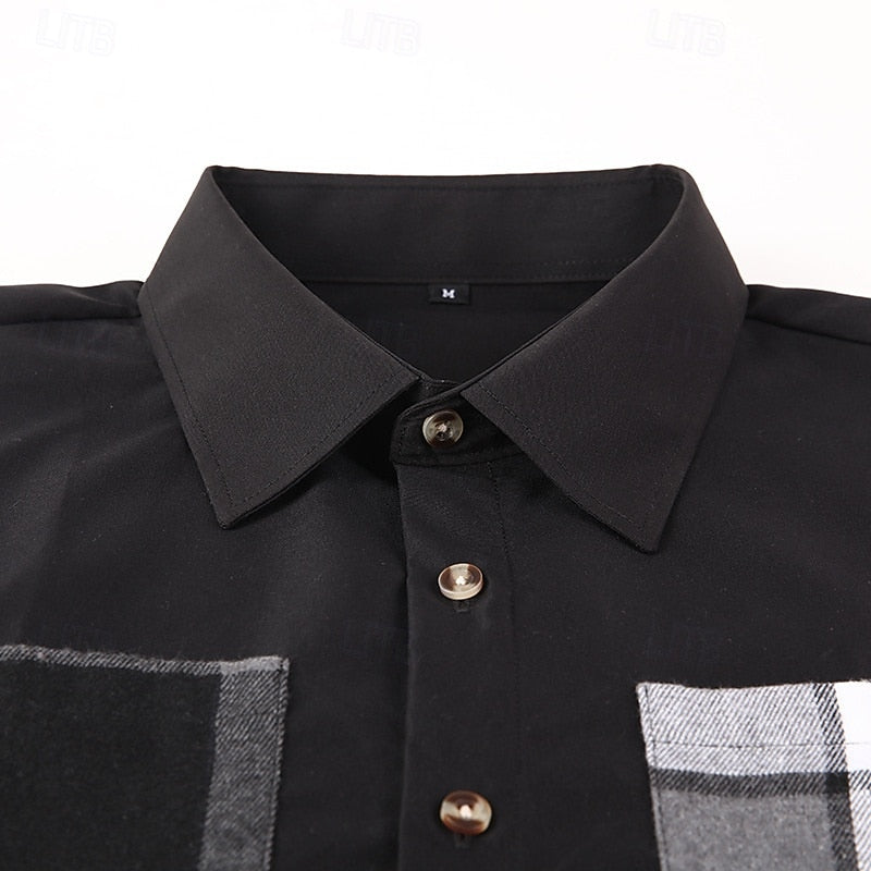 Men's Patchwork Panel Overshirt with Contrast Detailing