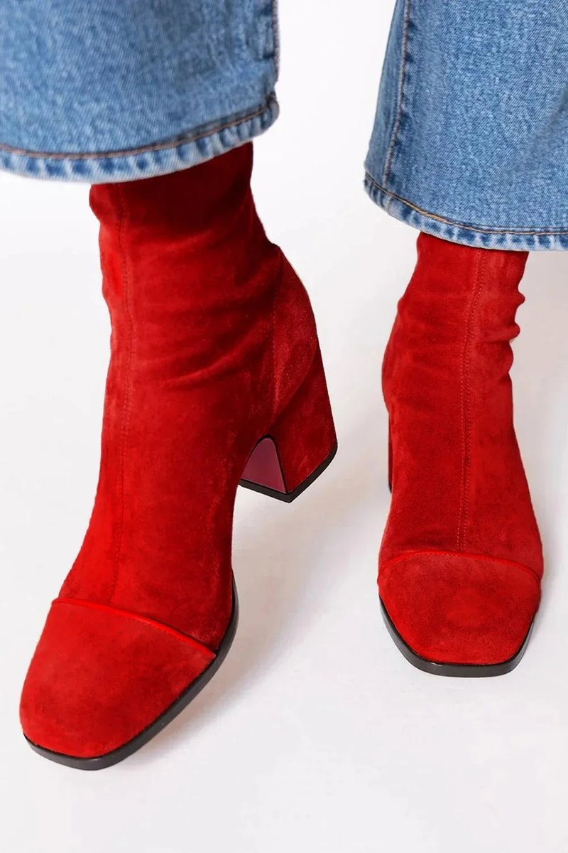 Women's Suede Ankle Booties with Leopard Toe and Block Heel