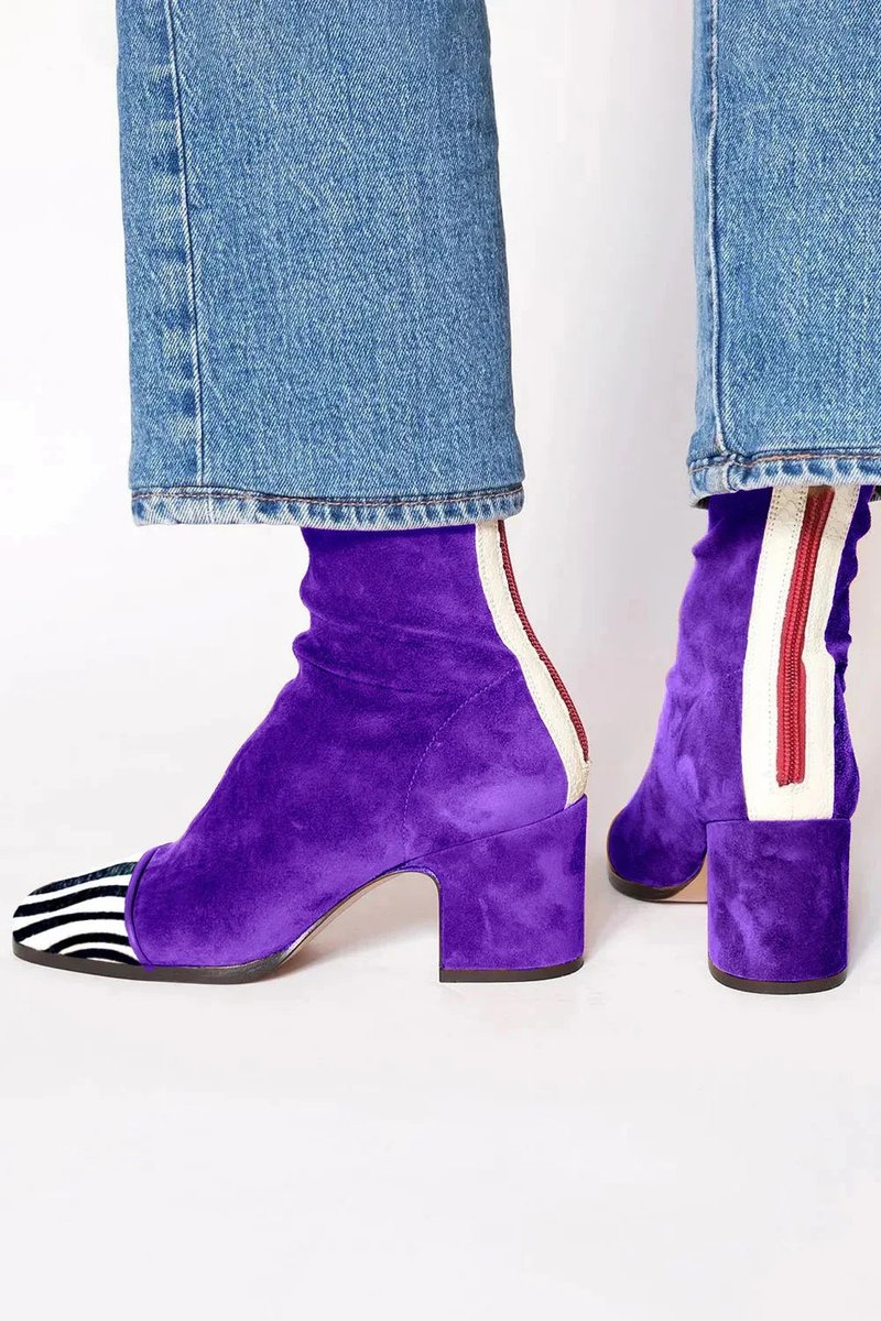 Women's Suede Ankle Booties with Leopard Toe and Block Heel