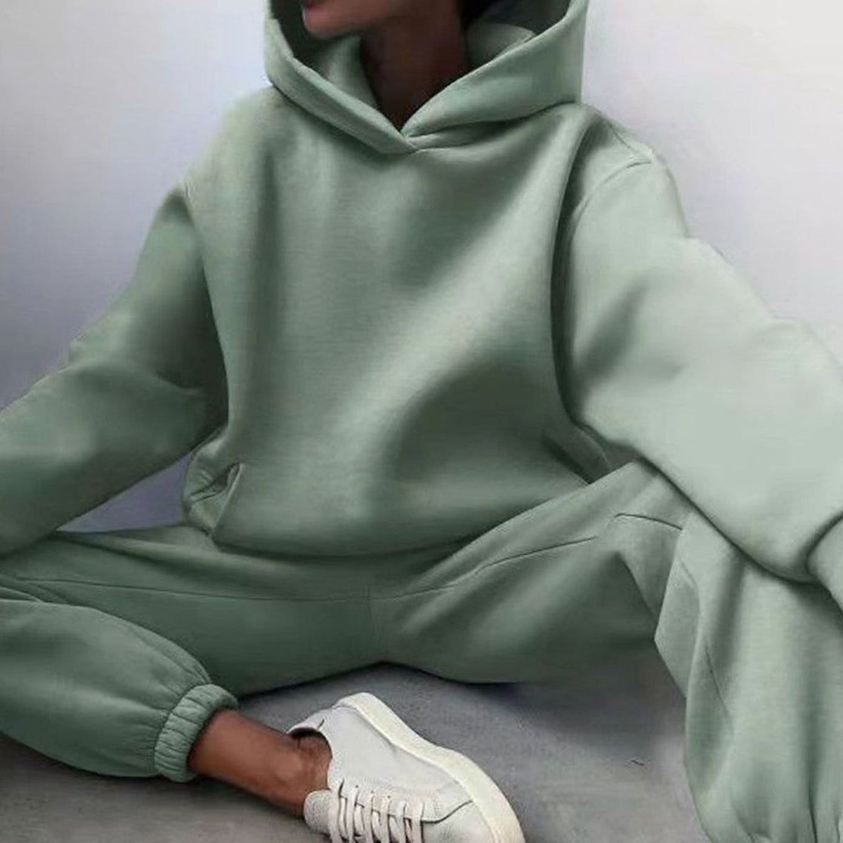 Women's Cropped Oversized Hoodie Loose Jogger Set