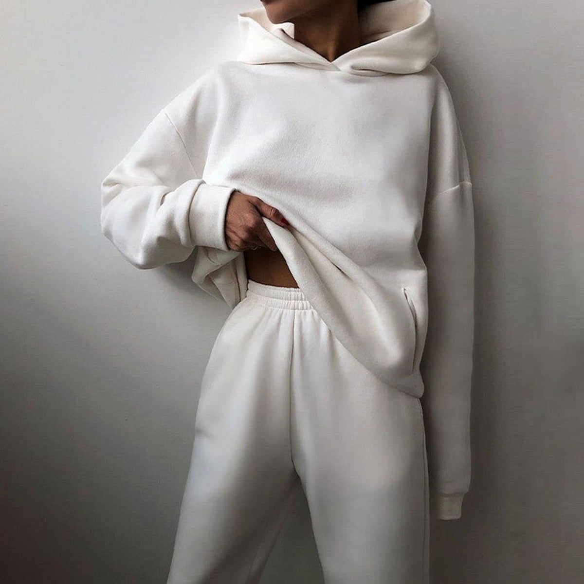 Women's Cropped Oversized Hoodie Loose Jogger Set