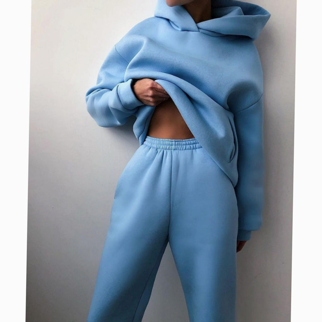 Women's Cropped Oversized Hoodie Loose Jogger Set