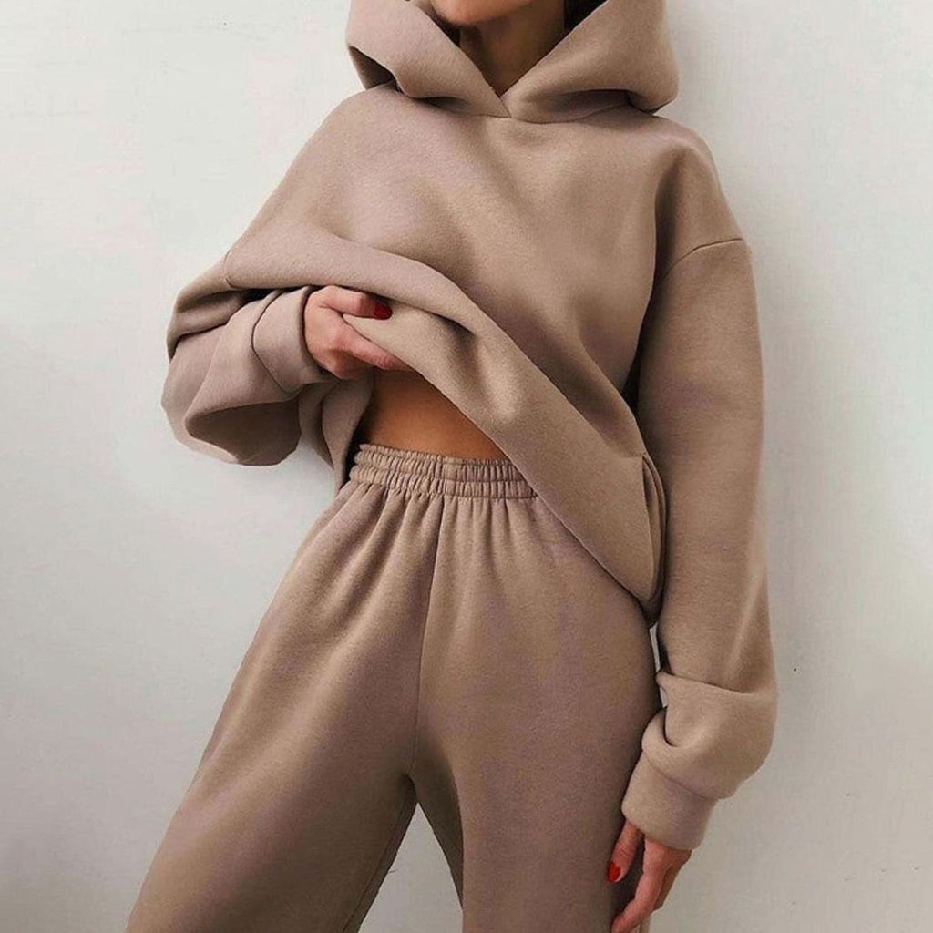 Women's Cropped Oversized Hoodie Loose Jogger Set