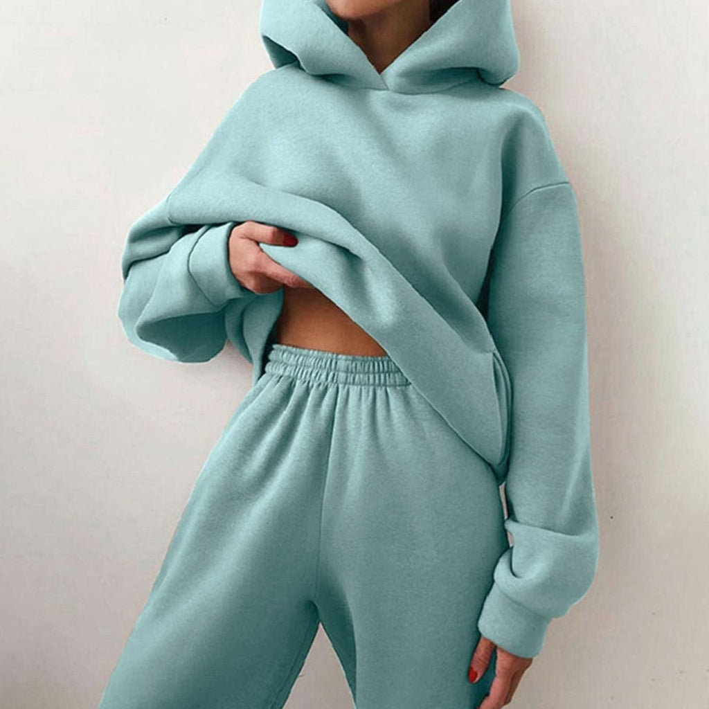 Women's Cropped Oversized Hoodie Loose Jogger Set