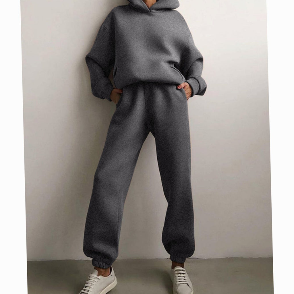 Women's Cropped Oversized Hoodie Loose Jogger Set