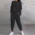 Women's Relaxed Bateau Neck Top Tapered Pants Set