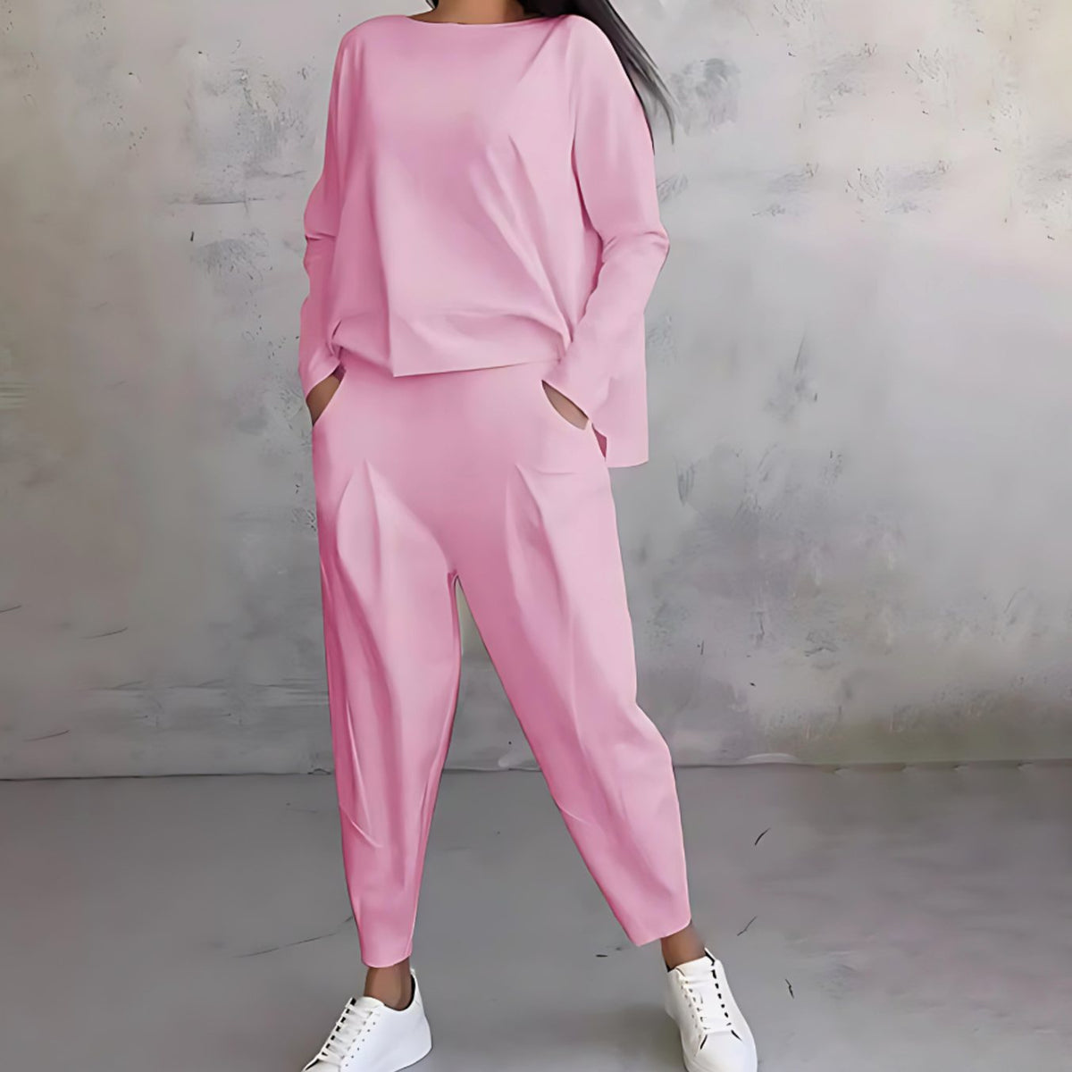 Women's Relaxed Bateau Neck Top Tapered Pants Set