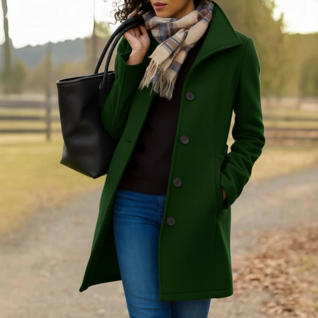 Women's Wool-Blend Mid-Length Single-Breasted Overcoat