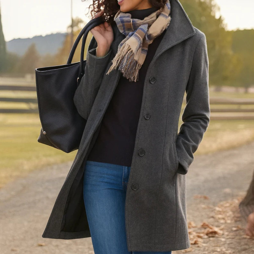 Women's Wool-Blend Mid-Length Single-Breasted Overcoat