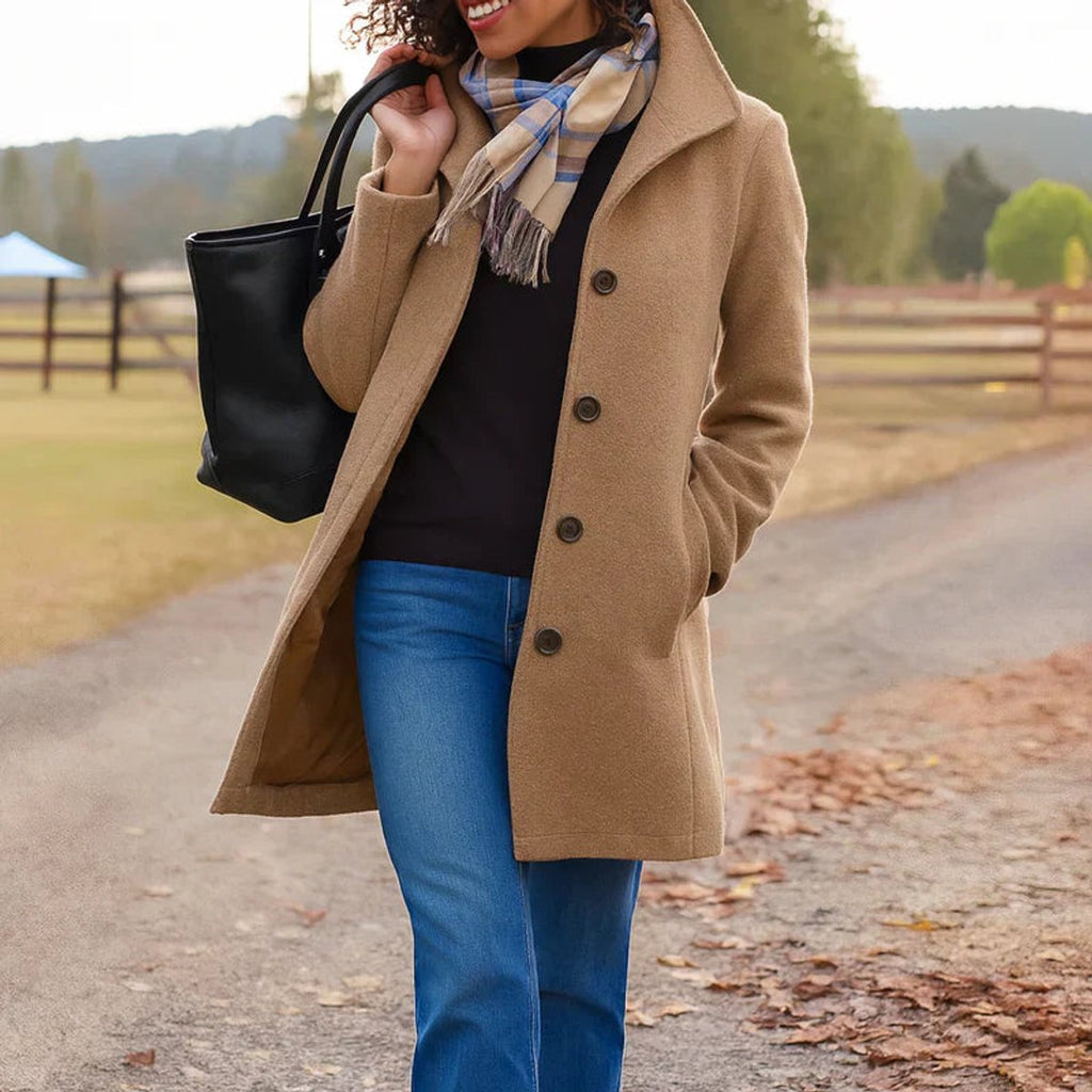 Women's Wool-Blend Mid-Length Single-Breasted Overcoat