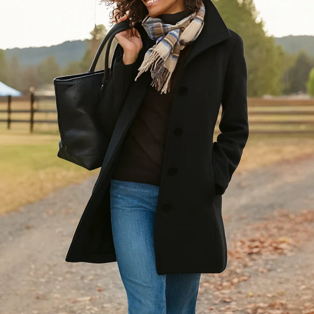Women's Wool-Blend Mid-Length Single-Breasted Overcoat