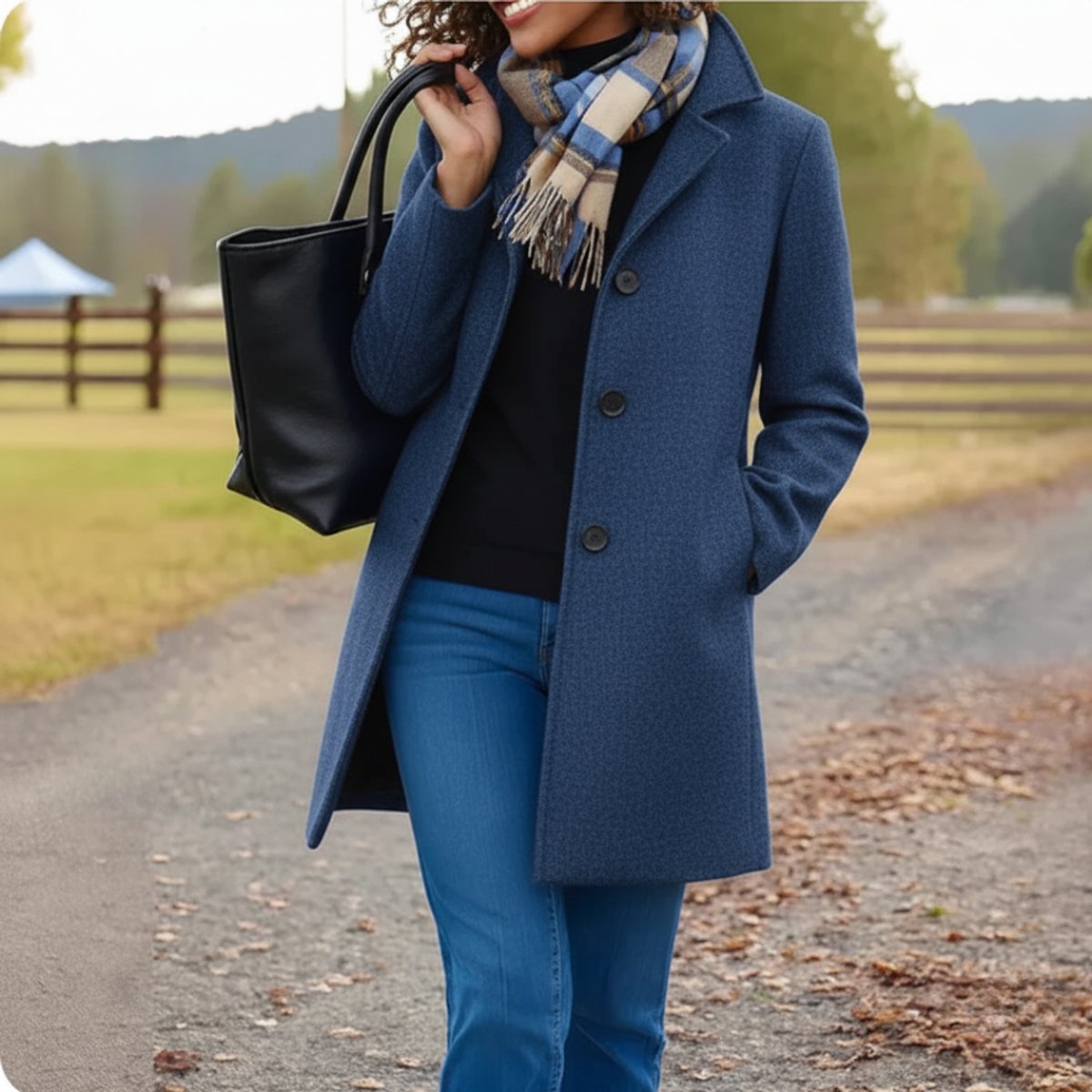 Women's Wool-Blend Mid-Length Single-Breasted Overcoat