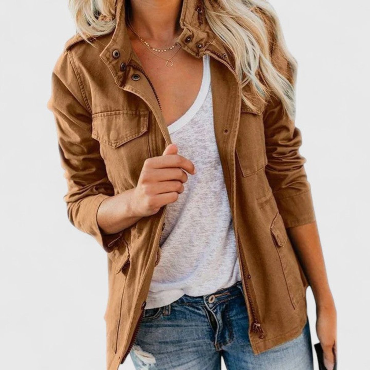 Women's Drawstring Waist Lightweight Utility Coat