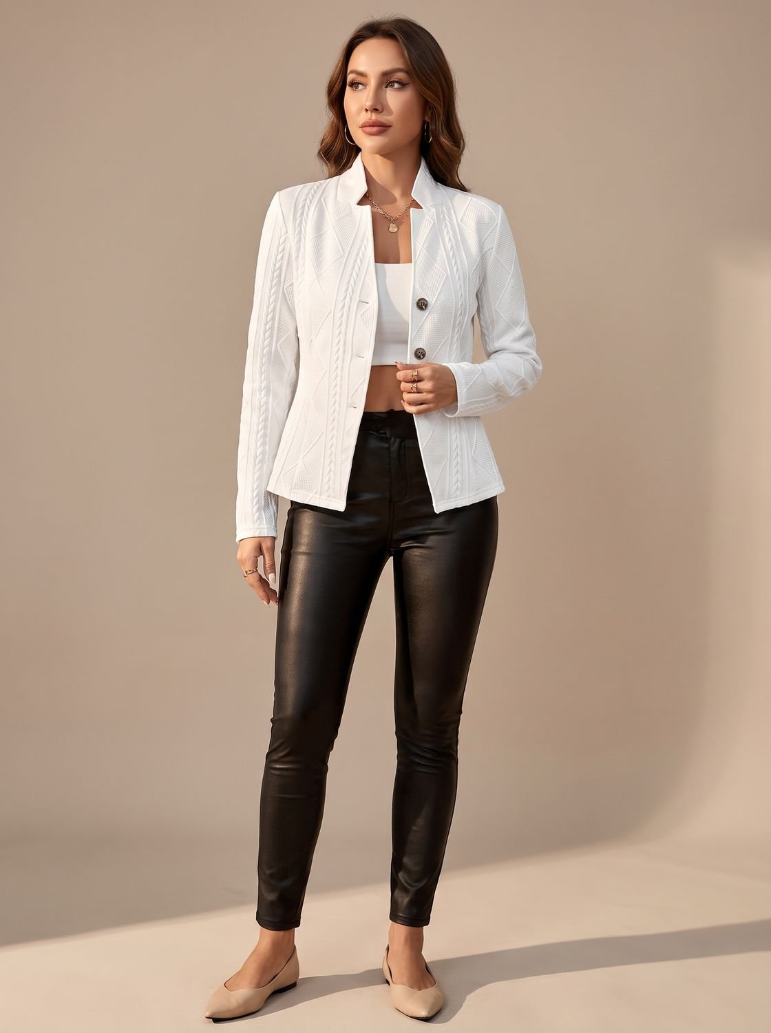 Women's Structured Cable Knit Button Overcoat for Winter