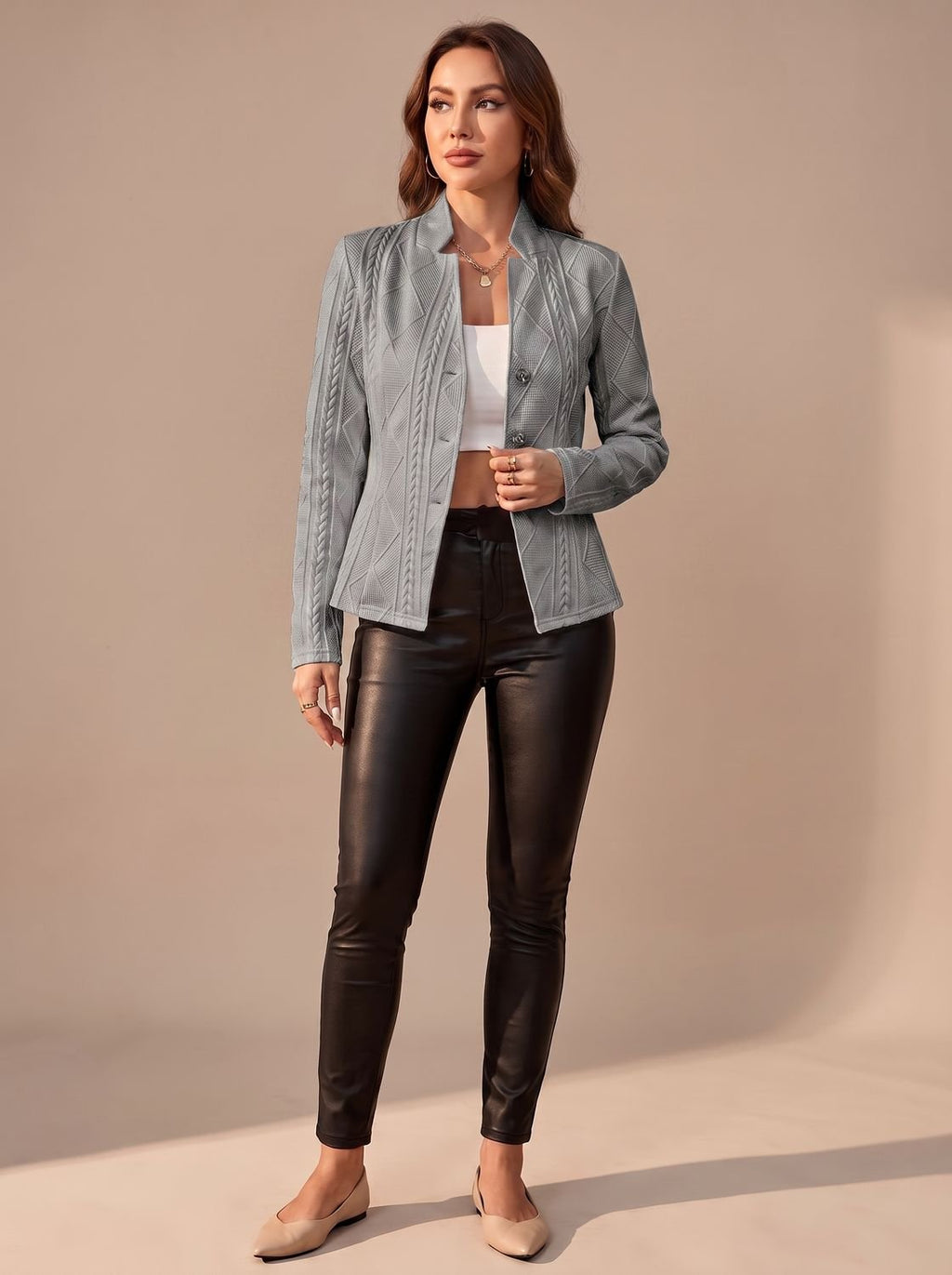 Women's Structured Cable Knit Button Overcoat for Winter