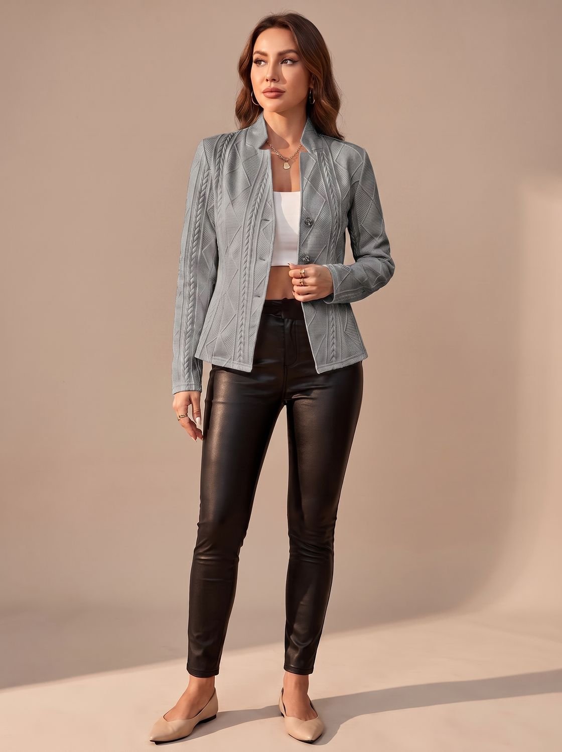 Women's Structured Cable Knit Button Overcoat for Winter