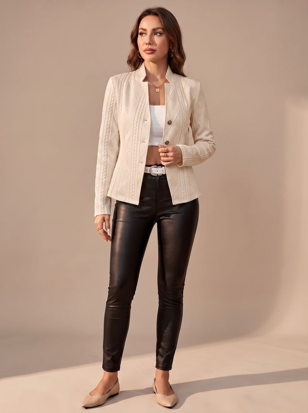 Women's Structured Cable Knit Button Overcoat for Winter