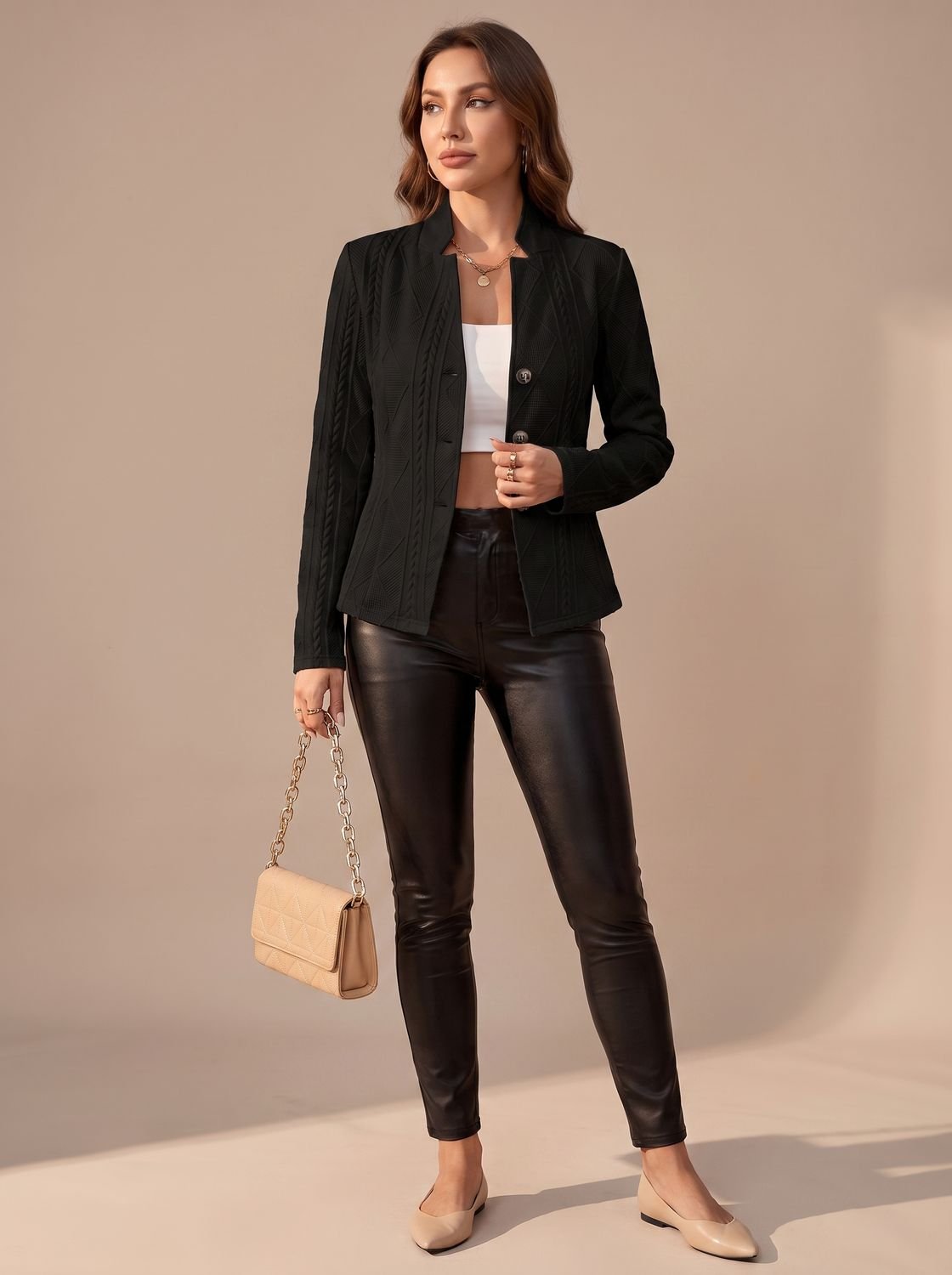 Women's Structured Cable Knit Button Overcoat for Winter