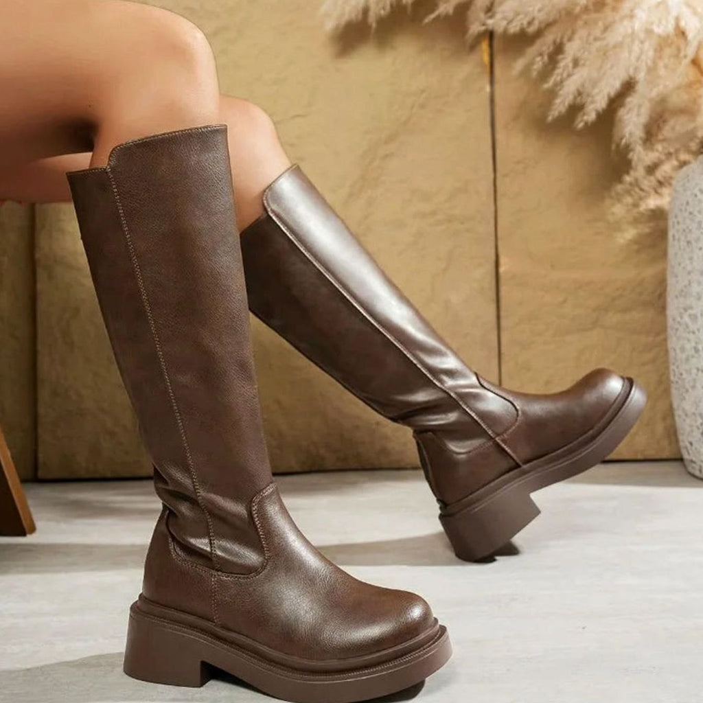 Women's Thick Platform Block Heel Tall Boots