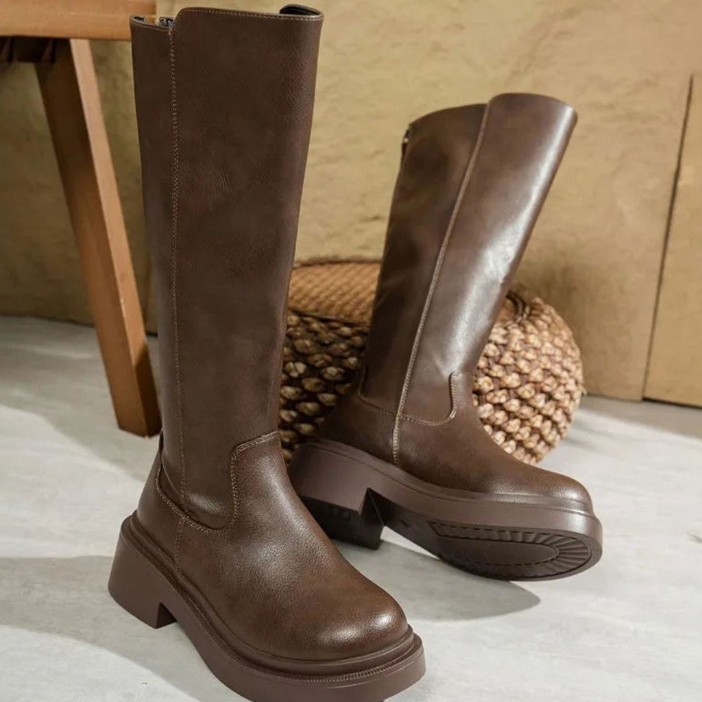 Women's Thick Platform Block Heel Tall Boots