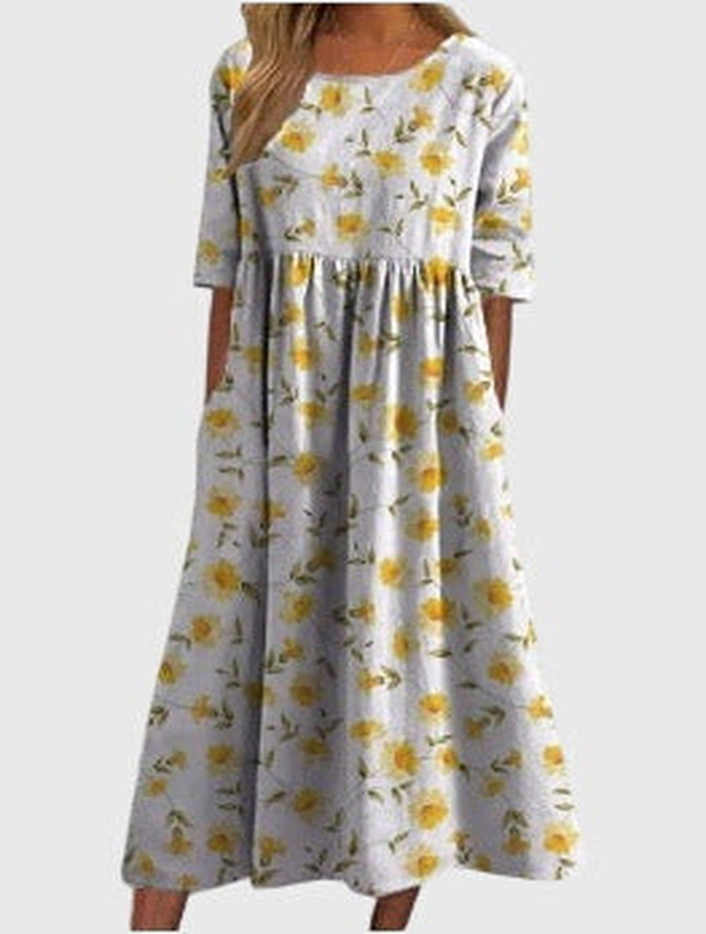 Women's Vintage Inspired Floral Flowy Midi Dress