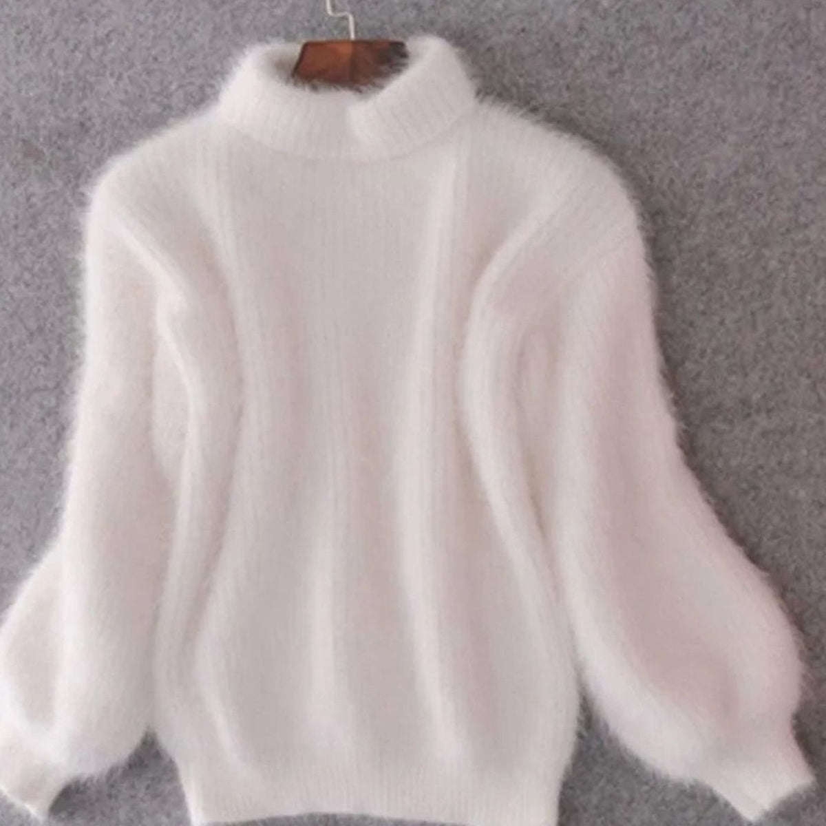 Women's Fuzzy Angora-Blend Turtleneck Knit Pullover