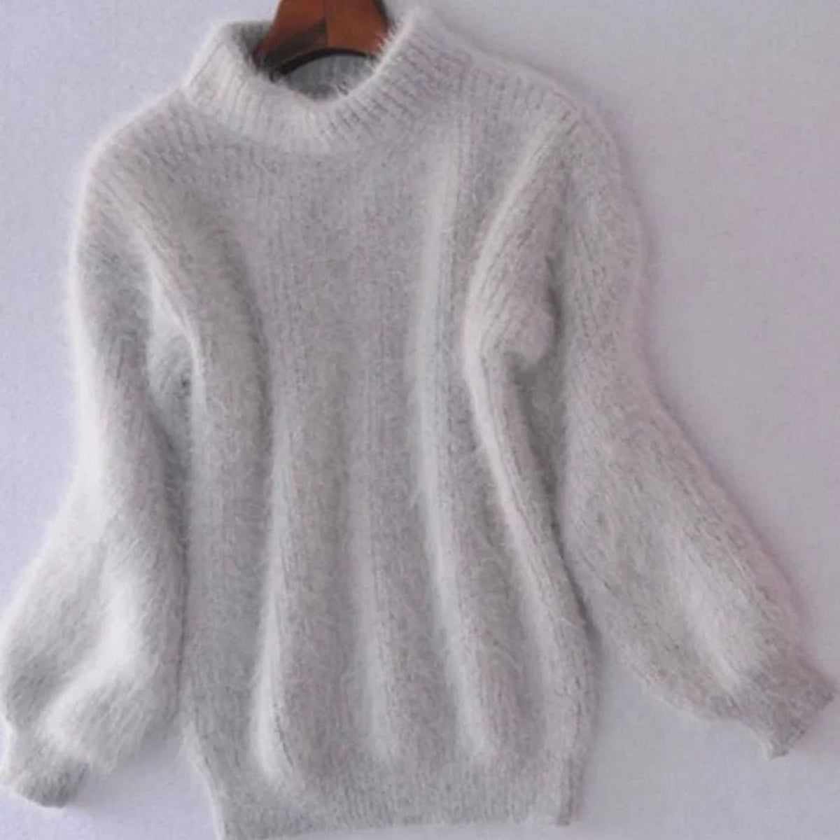 Women's Fuzzy Angora-Blend Turtleneck Knit Pullover