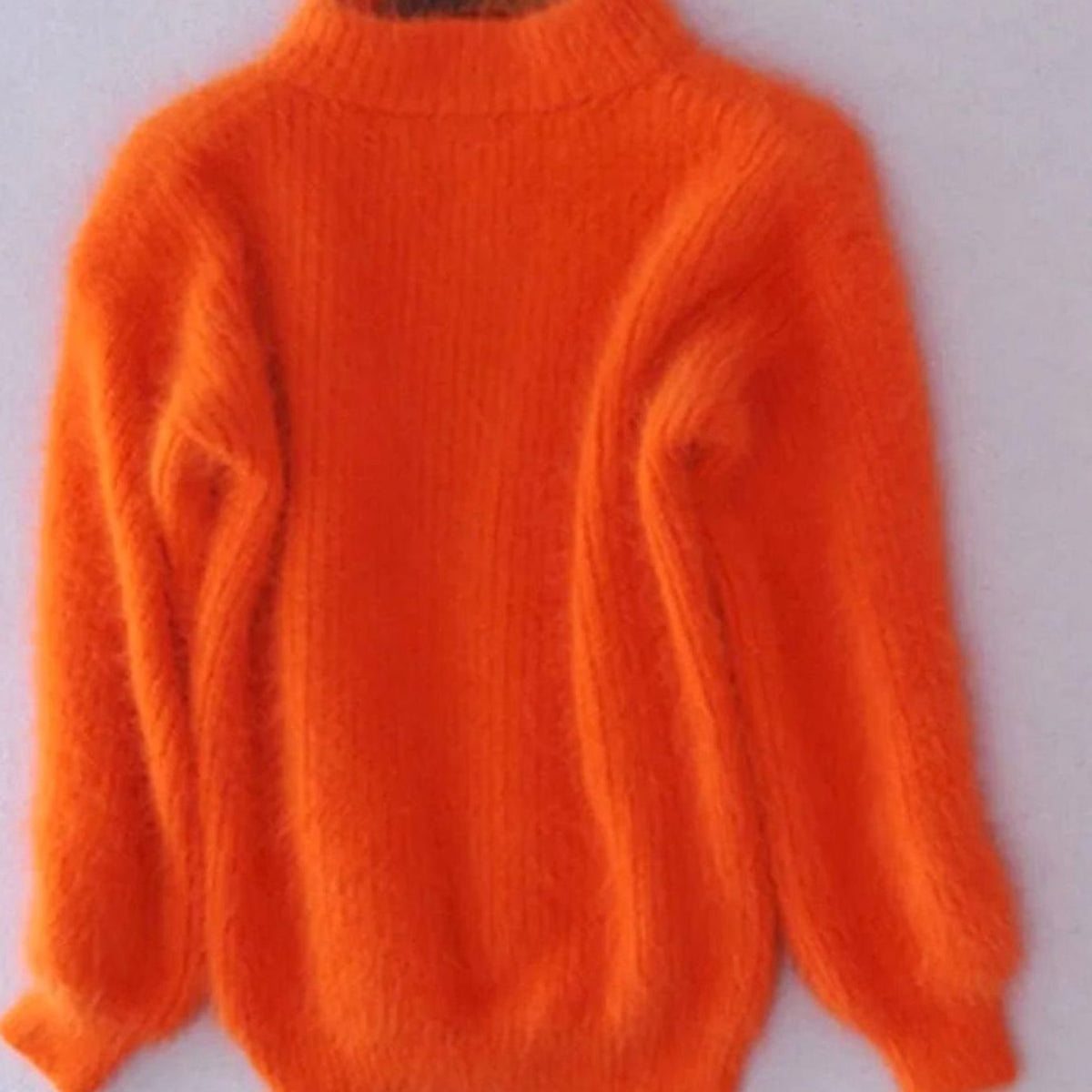 Women's Fuzzy Angora-Blend Turtleneck Knit Pullover