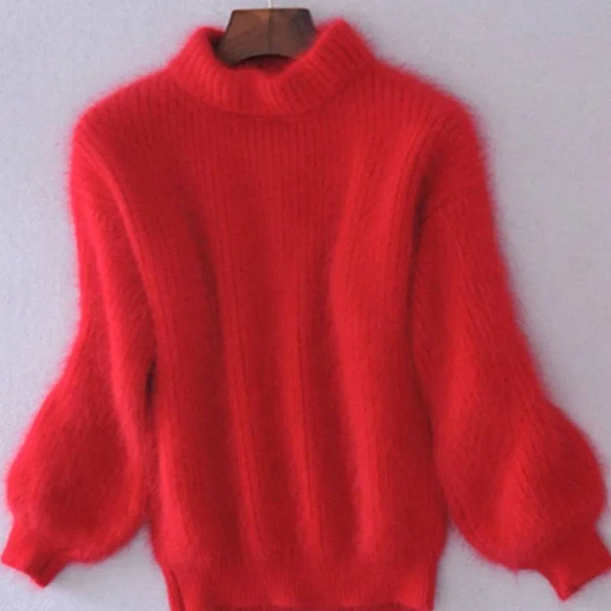 Women's Fuzzy Angora-Blend Turtleneck Knit Pullover
