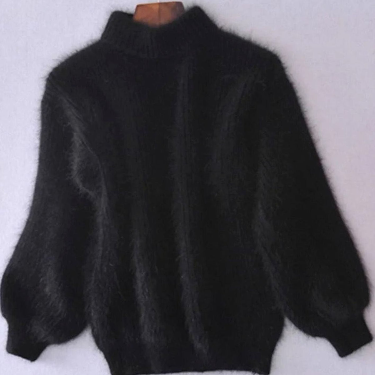 Women's Fuzzy Angora-Blend Turtleneck Knit Pullover
