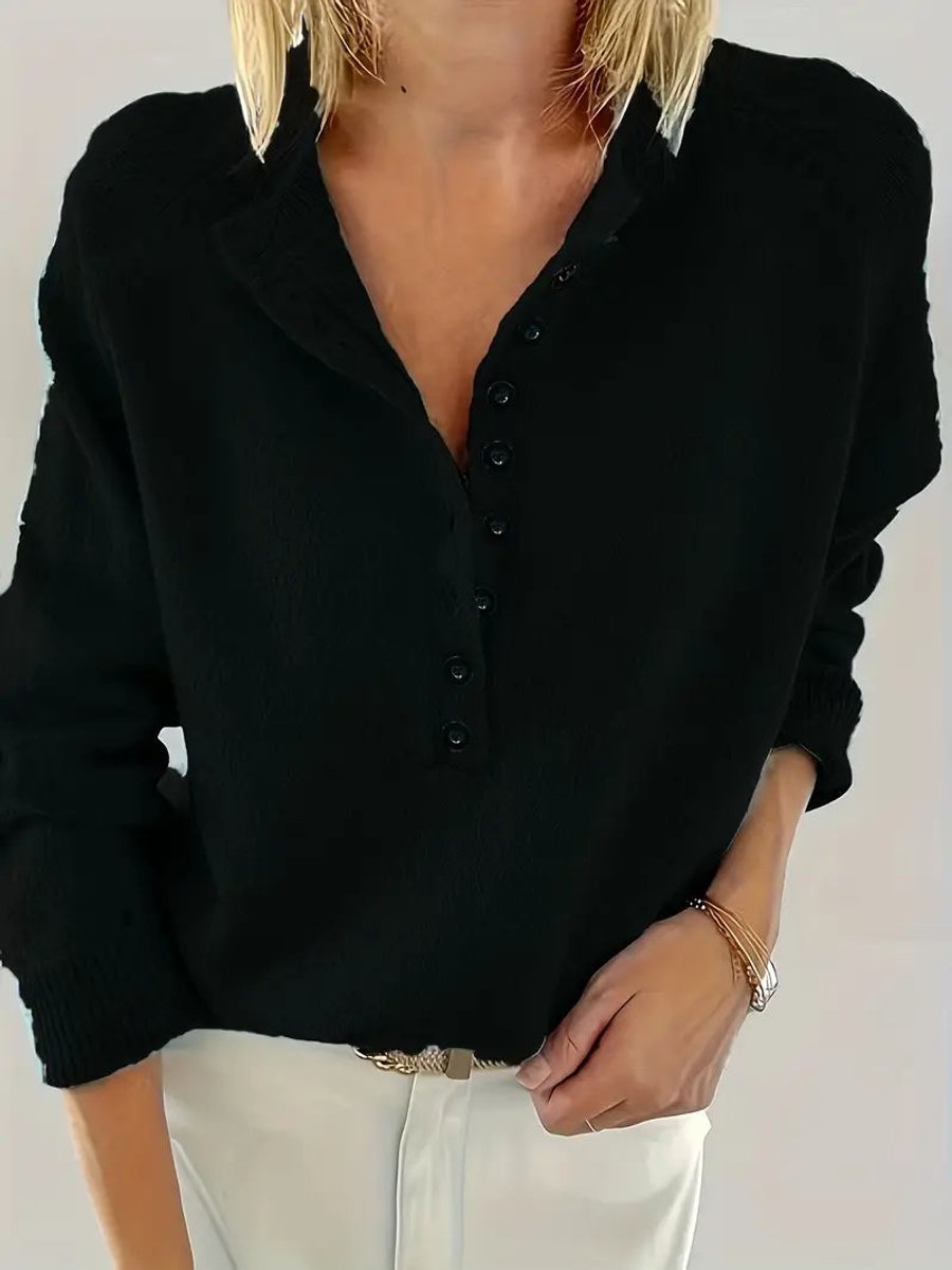 Women's Half Placket V-Neck Knit Pullover