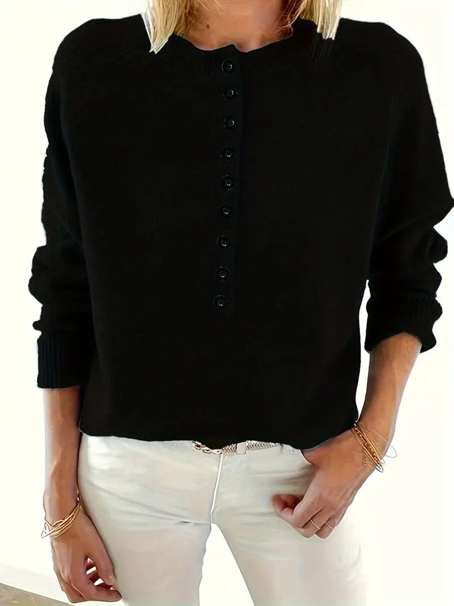 Women's Half Placket V-Neck Knit Pullover