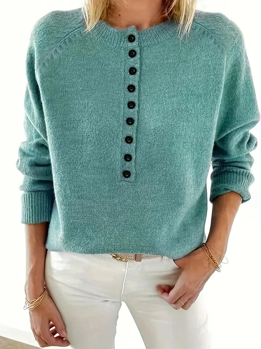 Women's Half Placket V-Neck Knit Pullover