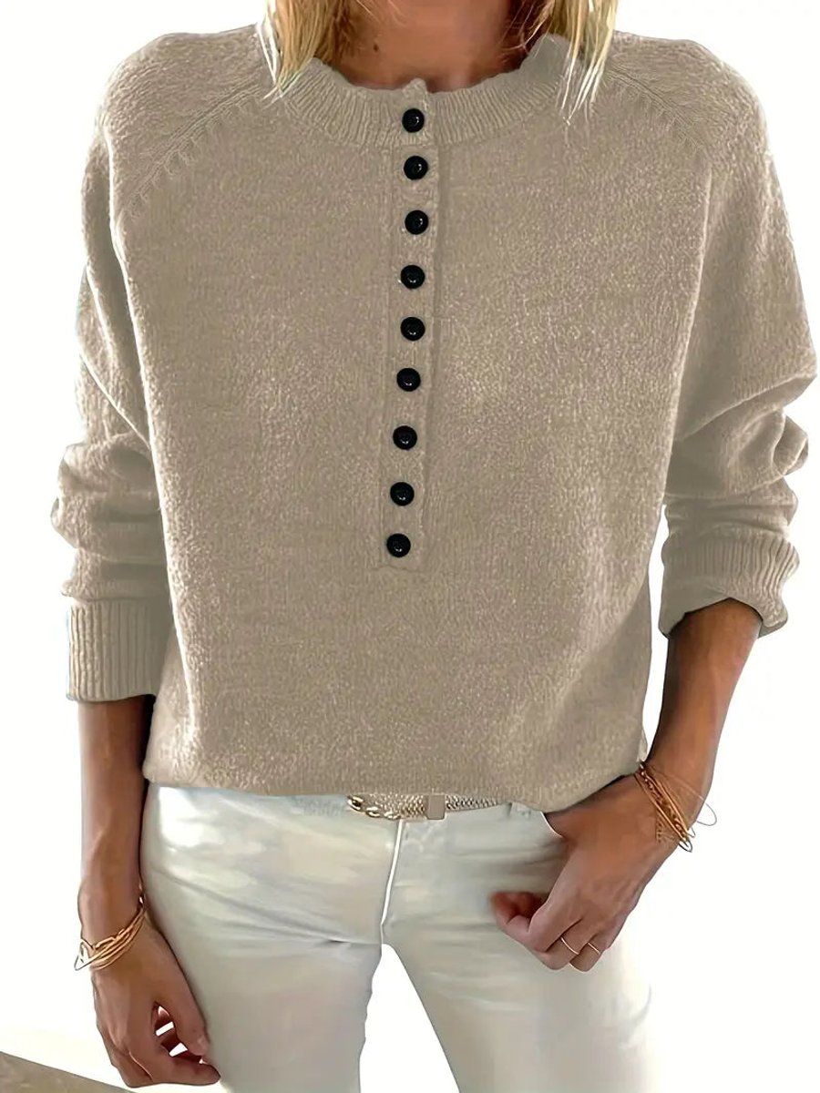 Women's Half Placket V-Neck Knit Pullover
