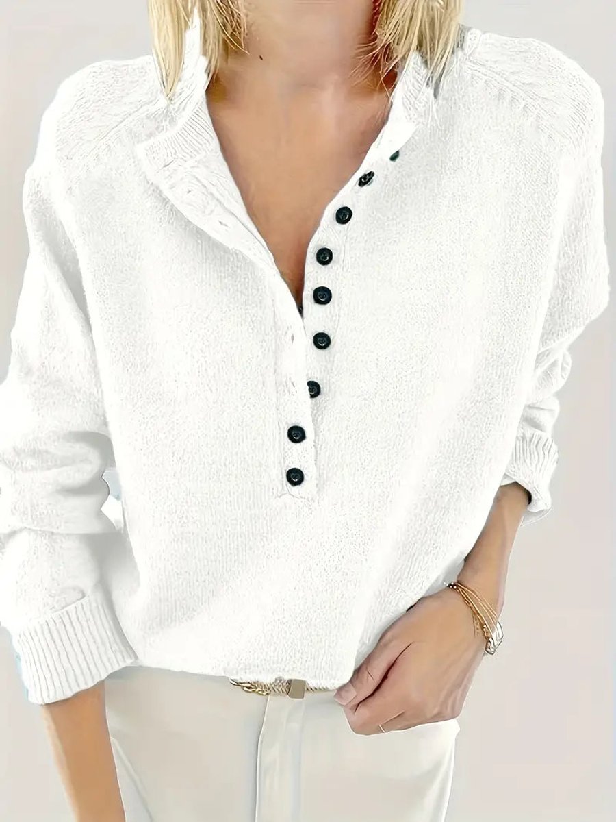 Women's Half Placket V-Neck Knit Pullover