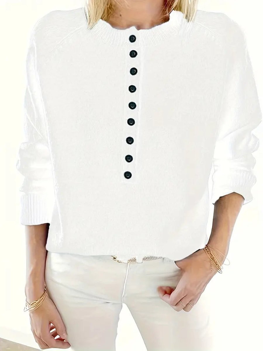Women's Half Placket V-Neck Knit Pullover