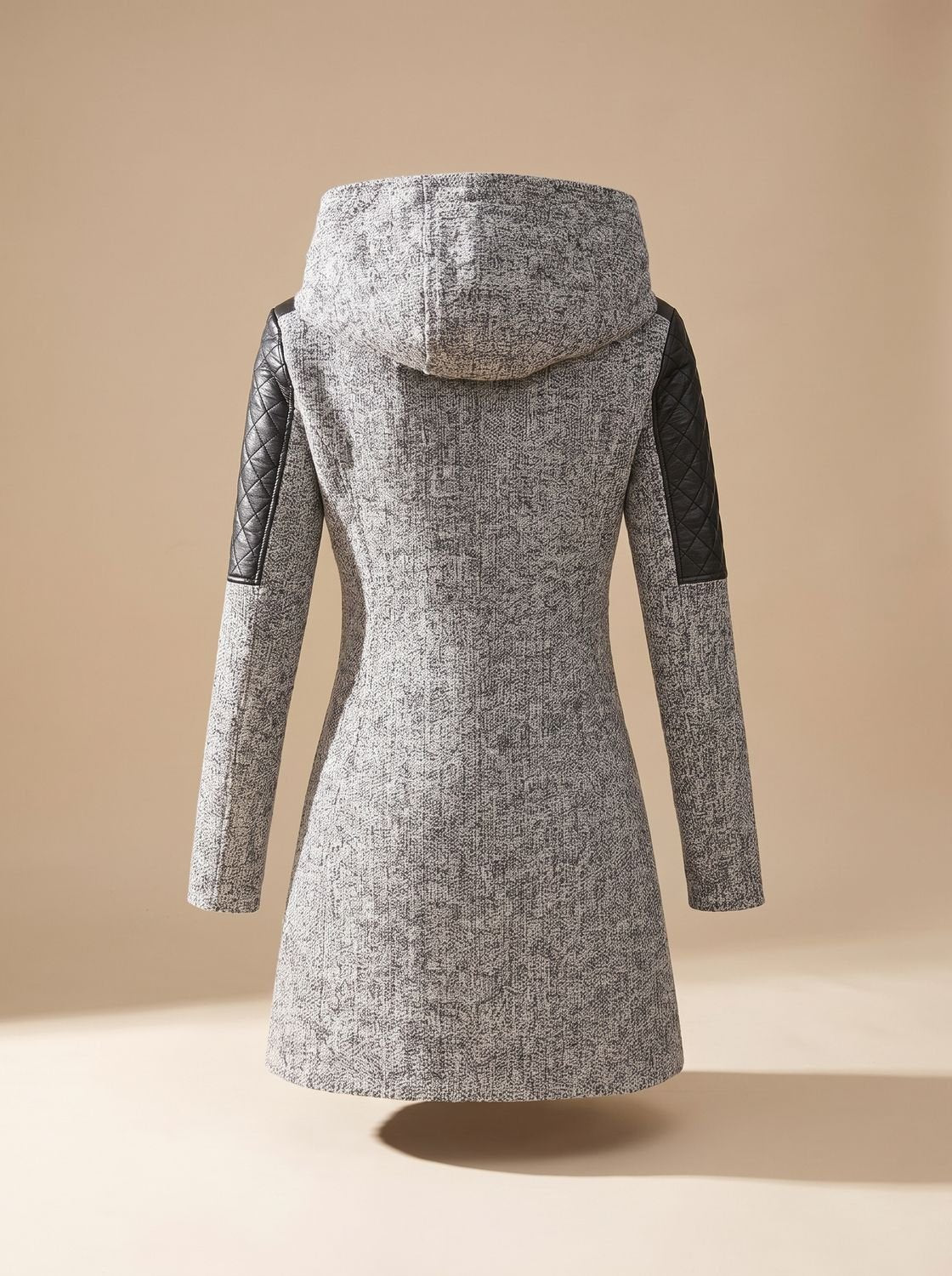 Women's Wool Blend Padded Coat with Hood