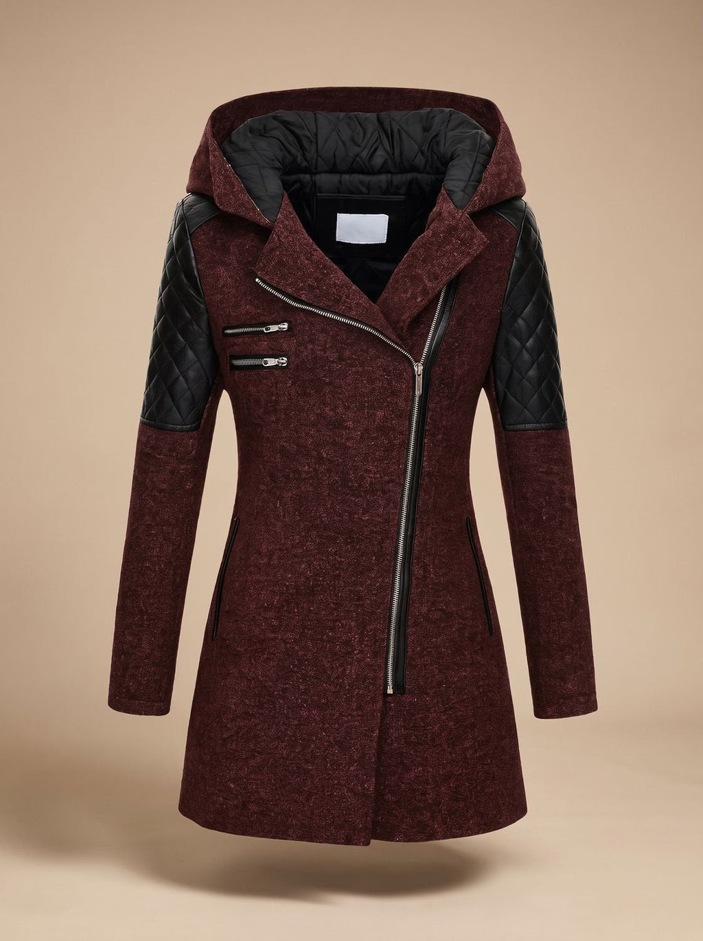 Women's Wool Blend Padded Coat with Hood