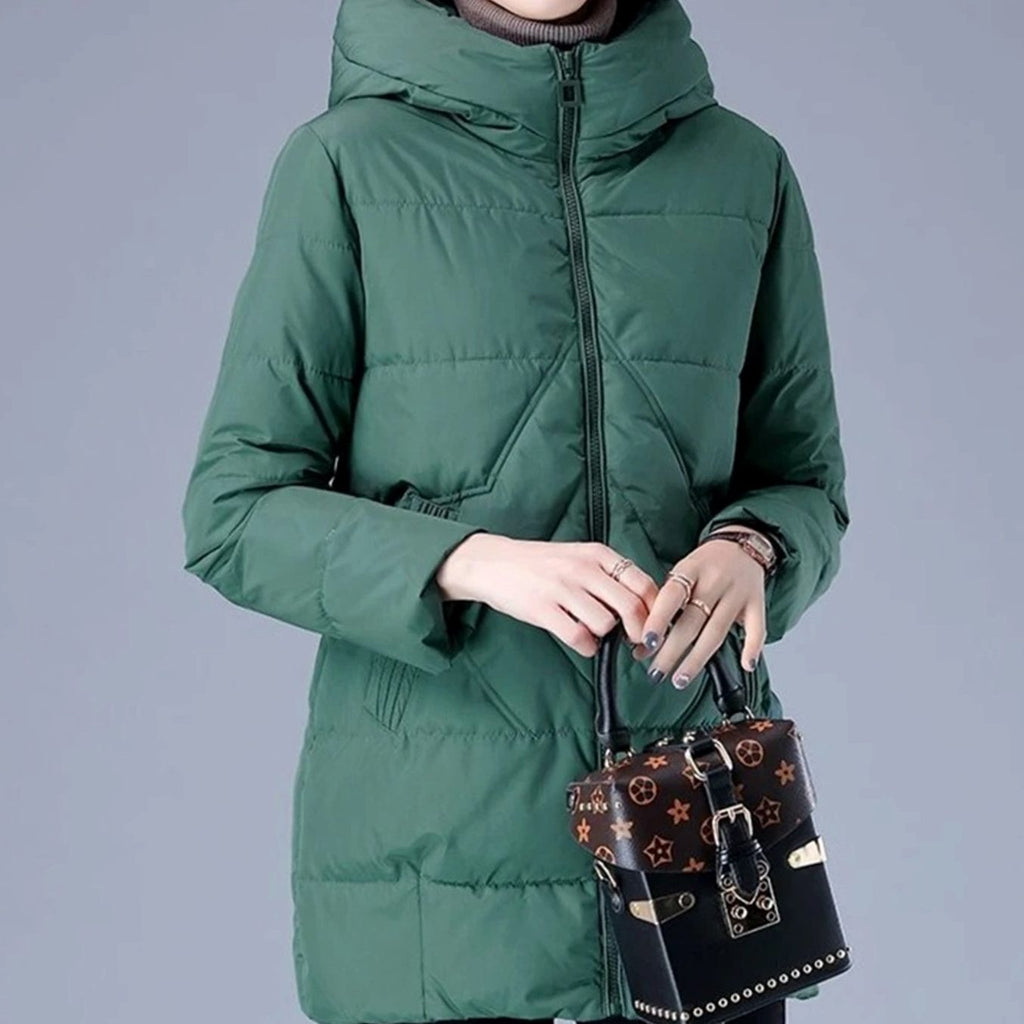 Women's Hooded Padded Coat with Side Pockets