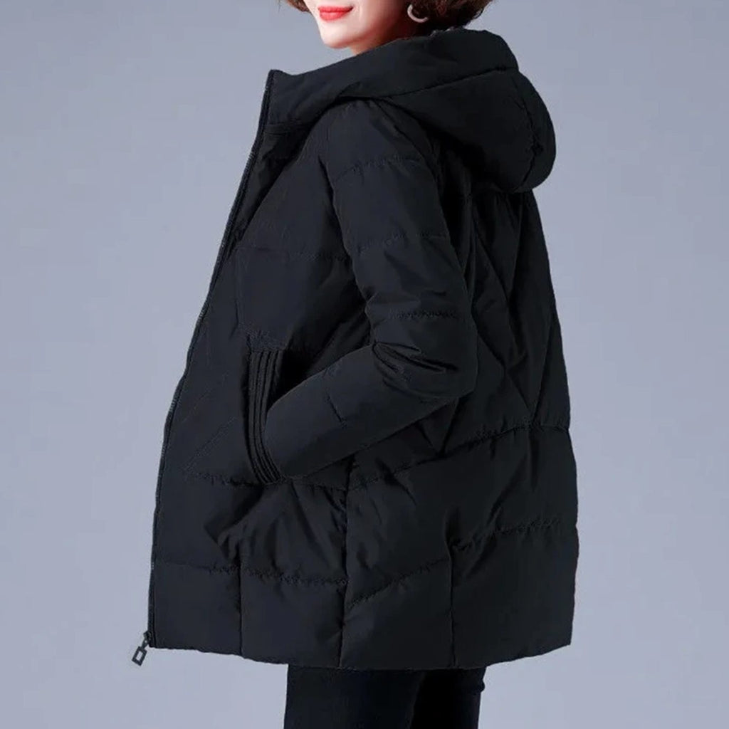 Women's Hooded Padded Coat with Side Pockets