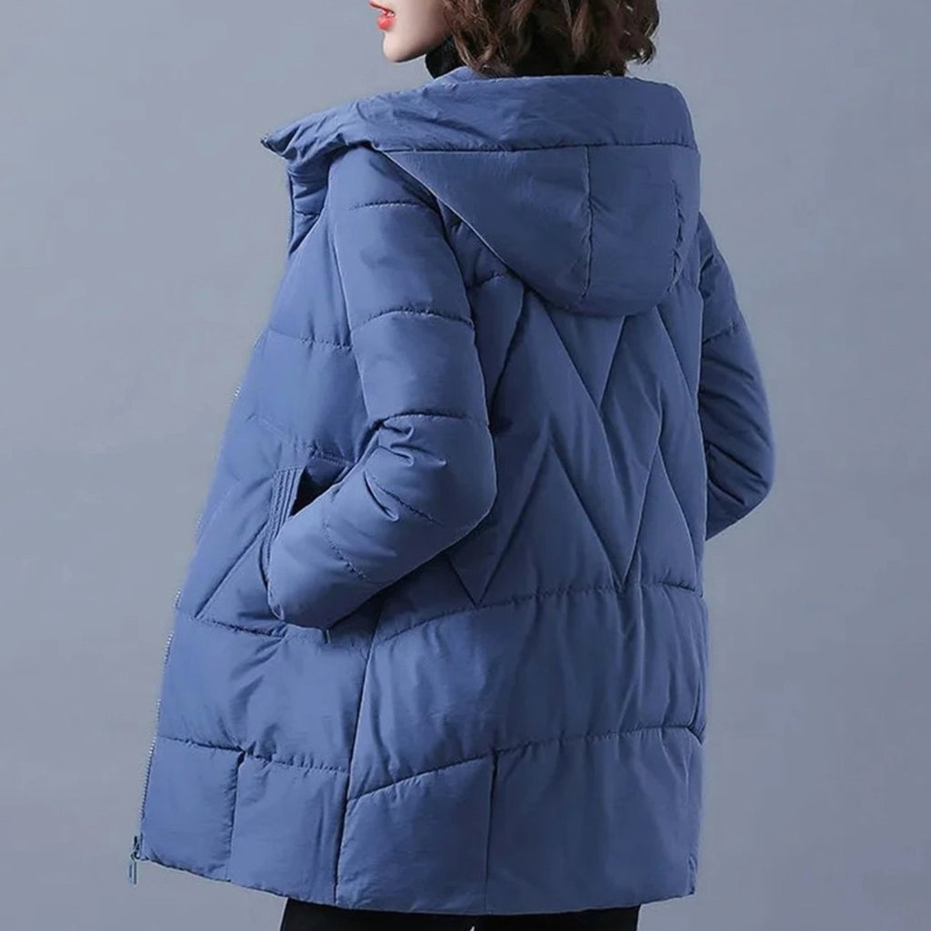 Women's Hooded Padded Coat with Side Pockets
