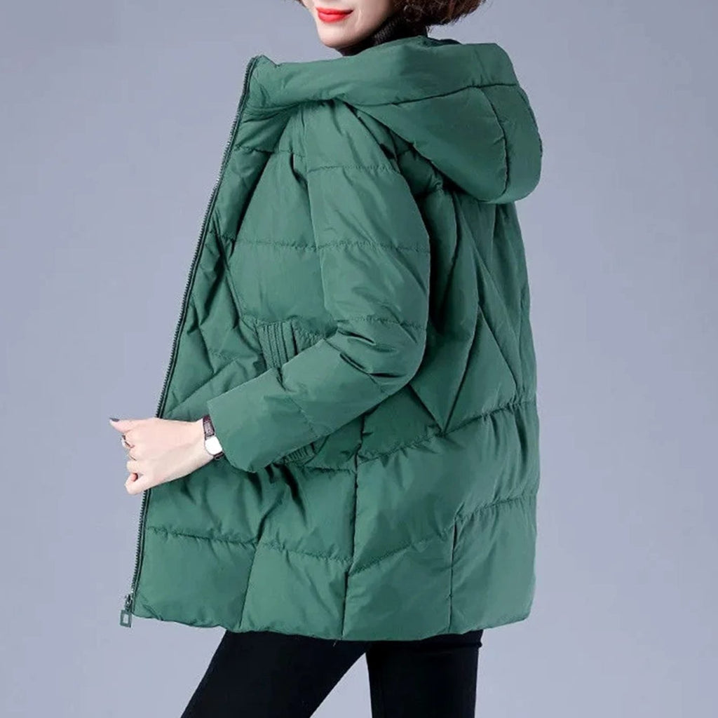 Women's Hooded Padded Coat with Side Pockets