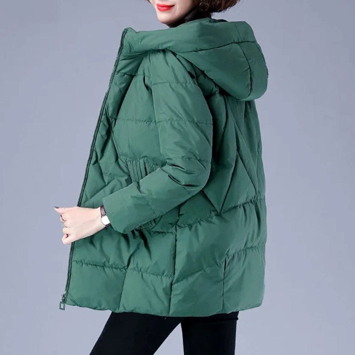 Women's Hooded Padded Coat with Side Pockets