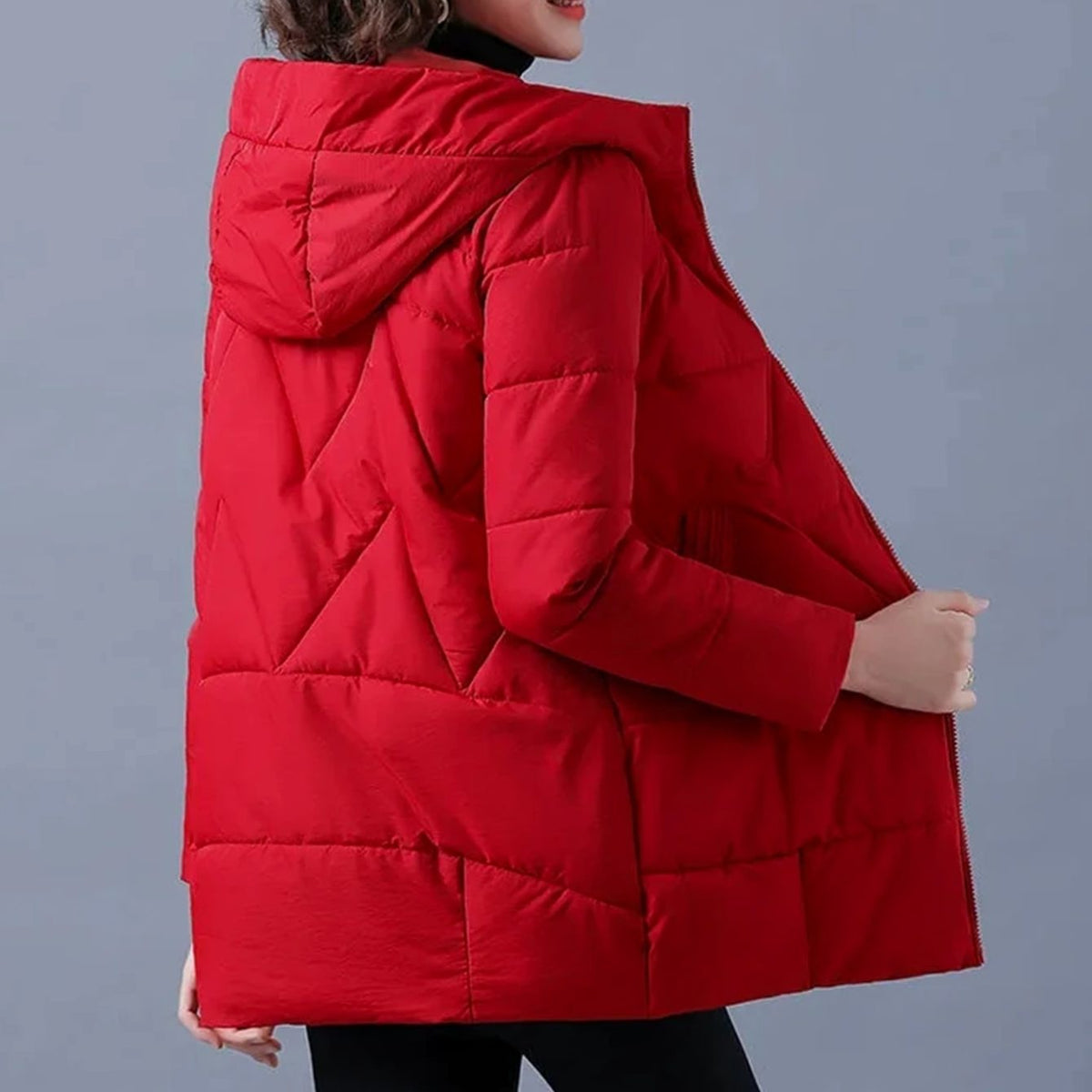 Women's Hooded Padded Coat with Side Pockets